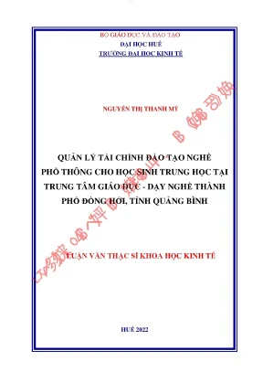 Quản lý tài chính đào tạo nghề phổ thông cho học sinh trung học tại trung tâm giáo dục dạy nghề thành phố đồng hới tỉnh quảng bình