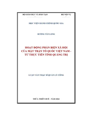 Hoạt động phản biện xã hội của mặt trận tổ quốc việt nam từ thực tiễn tỉnh quảng trị