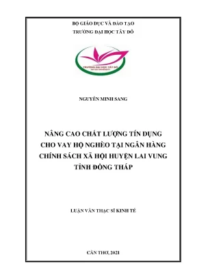 Nâng cao chất lượng tín dụng cho vay hộ nghèo tại ngân hàng chính sách xã hội huyện lai vung