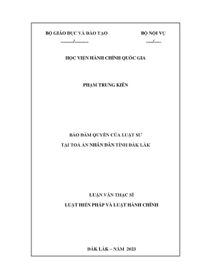 Bảo đảm quyền của luật sư tại toà án nhân dân tỉnh đắk lắk