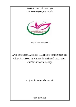 Ảnh hưởng của chính sách cổ tức đến giá trị của các công ty niêm yết trên sở giao dịch chứng khoán hà nội