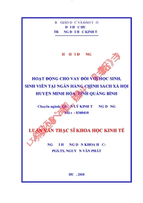 Hoạt động cho vay đối với học sinh sinh viên tại ngân hàng chính sách xã hội huyện minh hóa tỉnh quảng bình