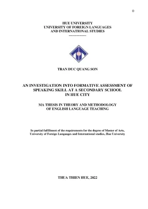 An investigation into formative assessment of speaking skill at a secondary school in hue city một cuộc điều tra về đánh giá thường xuyên kỹ năng nói tiếng anh tại một trường thcs ở thành phố huế