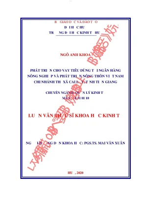 Phát triển cho vay tiêu dùng tại ngân hàng nông nghiệp và phát triển nông thôn việt nam chi nhánh thị xã cai lậy tỉnh tiền giang