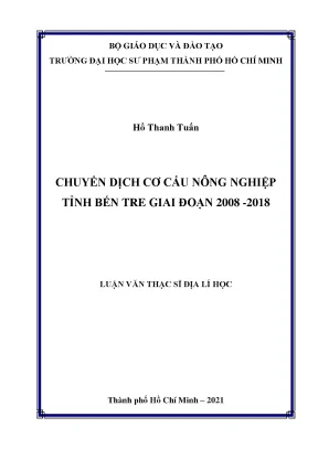 Chuyển dịch cơ cấu nông nghiệp tỉnh bến tre giai đoạn 2008 2018