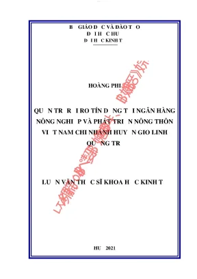 Quản trị rủi ro tín dụng tại ngân hàng nn và ptnn việt nam tại gio linh quảng trị