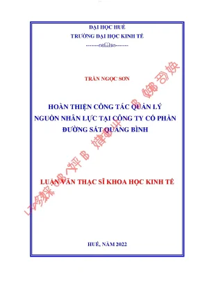 Hoàn thiện công tác quản lý nguồn nhân lực tại công ty cổ phần đường sắt quảng bình