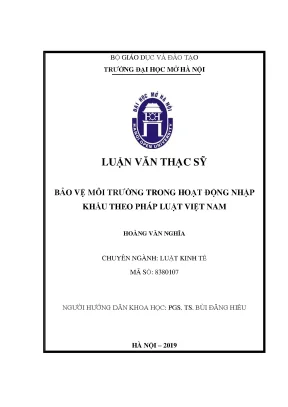 Bảo vệ môi trường trong hoạt động nhập khẩu theo pháp luật việt nam