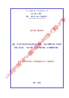 Quản lý ngân sách xã phường trên địa bàn thị xã hương thủy tỉnh thừa thiên huế