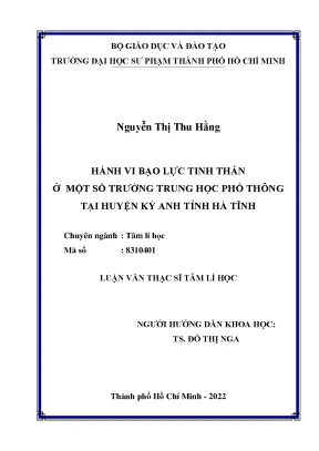 Hành vi bạo lực tinh thần ở một số trường trung học phổ thông tại huyện kỳ anh tỉnh hà tĩnh