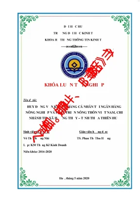 Huy động vốn khách hàng cá nhân tại ngân hàng nông nghiệp và phát triển nông thôn việt nam chi nhánh thị xã hương thủy tỉnh thừa thiên huế