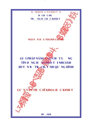Giải pháp nâng cao chất lượng tín dụng hộ nghèo tại nhcsxh huyện bố trạch tỉnh quảng bình