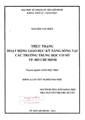 Thực trạng hoạt động giáo dục kỹ năng sống tại các trường trung học cơ sở tp hồ chí minh