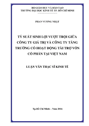Luận văn tỷ suất sinh lợi vượt trội giữa công ty giá trị và công ty tăng trưởng có hoạt động tài trợ vốn cổ phần tại việt nam