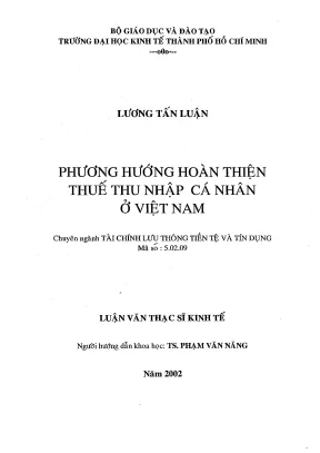 Luận văn phương hướng hoàn thiện thuế thu nhập cá nhân ở việt nam
