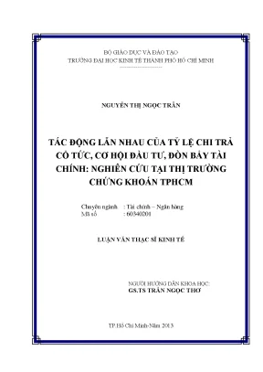 Luận văn tác động lẫn nhau của tỷ lệ chi trả cổ tức cơ hội đầu tư đòn bẩy tài chính nghiên cứu tại thị trường chứng khoán tp hcm luận văn thạc sĩ