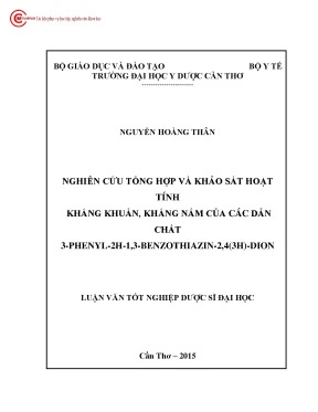 0177 nghiên cứu tổng hợp và khảo sát hoạt tính kháng khuẩn kháng nấm của các dẫn chất 3 phenyl 3h benzoe13thiazin 24 dion