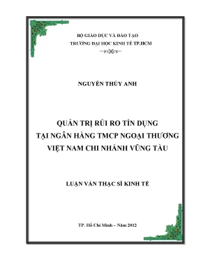Luận văn quản trị rủi ro tín dụng tại ngân hàng tmcp ngoại thương việt nam chi nhánh vũng tàu