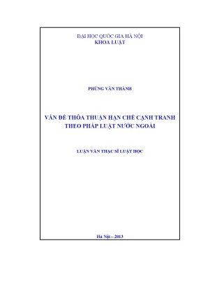 Vấn đề thỏa thuận hạn chế cạnh tranh theo pháp luật nước ngoài