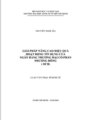 Luận văn giải pháp nâng cao hiệu quả hoạt động tín dụng của ngân hàng thương mại cổ phần phương đông ocb