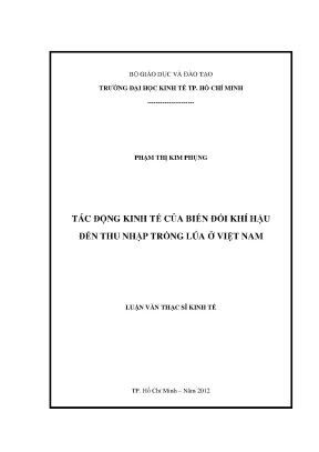 Luận văn tác động kinh tế của biến đổi khí hậu đến thu nhập trồng lúa ở việt nam