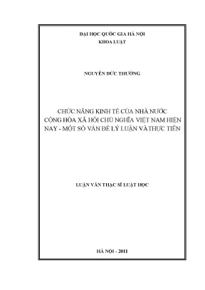 Chức năng kinh tế của nhà nước việt nam hiện nay một số vấn đề lý luận và thực tiễn