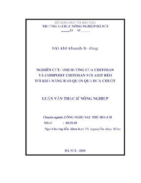 Nghiên cứu ảnh hưởng của chitosan và composit chitosan với axit béo tới khả năng bảo quản quả dưa chuột