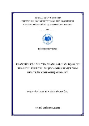 Luận văn phân tích các nguyên nhân làm giảm động cơ tuân thủ thuế thu nhập cá nhân ở việt nam dựa trên kinh nghiệm hoa kỳ