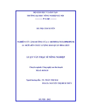 Nghiên cứu ảnh hưởng của 1 methycyclopropene 1 mcp đến chất lượng bảo quản hoa lily