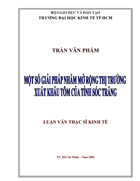 Luận văn một số giải pháp nhằm mở rộng thị trường xuất khẩu tôm của tỉnh sóc trăng