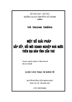 Luận văn một số giải pháp sắp xếp đổi mới doanh nghiệp nhà nước trên địa bàn tỉnh cần thơ luận văn thạc sĩ