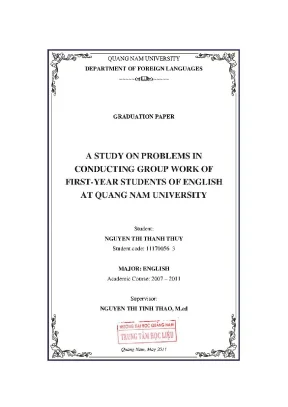 1538 a study on problems in conducting group work of first year students of english at quang nam university nguyễn thị thanh thủy luận văn đh quảng nam