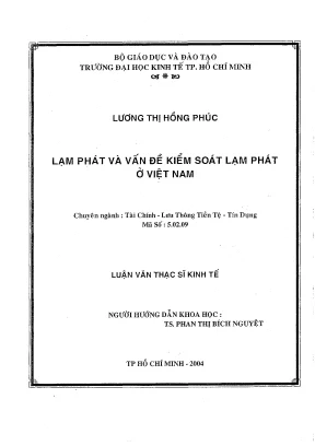 Luận văn lạm phát và vấn đề kiểm soát lạm phát ở việt nam 001