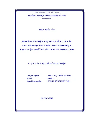 Nghiên cứu hiện trạng và đề xuất các giải pháp quản lý rác thải sinh hoạt tại huyện thường tín thành phố hà nội