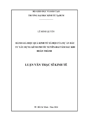 Luận văn đánh giá hiệu quả kinh tế xã hội của dự án đầu tư xây dựng kênh phước xuyên hai tám sau khi hoàn thành