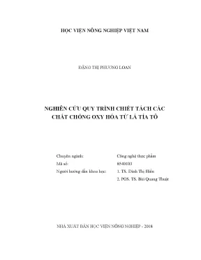Nghiên cứu quy trình chiết tách các chất chống oxy hóa từ lá tía tô