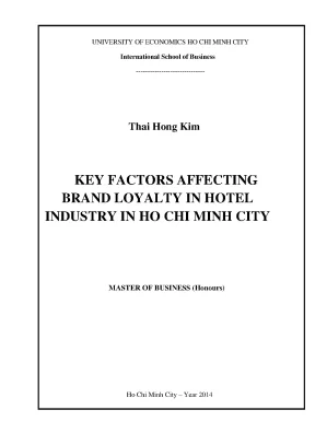 Luận văn key factors affecting brand loyalty in hotel industry in ho chi minh city