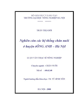Nghiên cứu các hệ thống chăn nuôi ở huyện đông anh hà nội