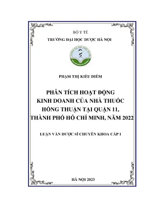 Phạm thị kiều diễm phân tích hoạt động kinh doanh của nhà thuốc hồng thuận tại quận 11 thành phố hồ chí minh năm 2022 luận văn dược sĩ chuyên khoa cấp i