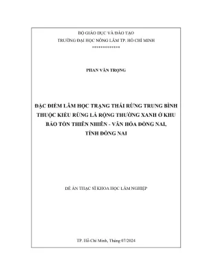 Luận văn thạc sĩ lâm học đặc điểm lâm học trạng thái rừng trung bình thuộc kiểu rừng lá rộng thường xanh ở khu bảo tồn thiên nhiên văn hóa đồng nai tỉnh đồng nai