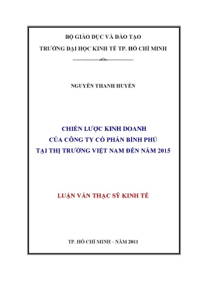Luận văn chiến lược kinh doanh của công ty cổ phần bình phú tại thị trường việt nam đến năm 2015