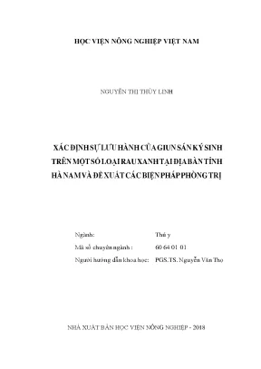 Xác định sự lưu hành của giun sán ký sinh trên một số loại rau xanh tại địa bàn tỉnh hà nam và đề xuất các biện pháp phòng trị