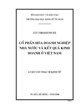 Luận văn cổ phần hóa doanh nghiệp nhà nước và kết quả kinh doanh ở việt nam