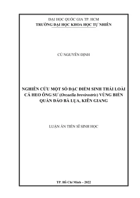 Luận án tiến sĩ sinh học nghiên cứu một số đặc điểm sinh thái loài cá heo ông sư orcaella brevirostris vùng biển quần đảo bà lụa kiên giang