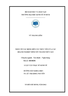 Luận văn nhân tố tác động đến cấu trúc vốn của các doanh nghiệp niêm yết ngành thủy sản
