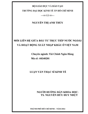 Luận văn mối liên hệ giữa đầu tư trực tiếp nước ngoài và hoạt động xuất nhập khẩu ở việt nam