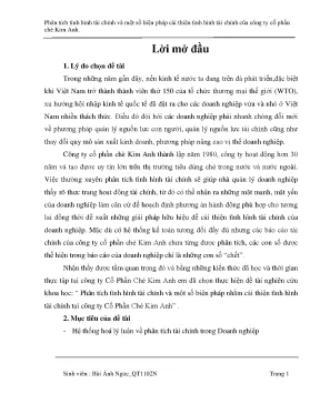 Nghiên cứu khoa học phân tích tình hình tài chính và một số biện pháp cải thiện tình hình tài chính của công ty cổ phần chè kim anh