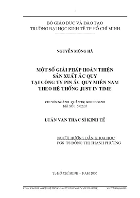 Luận văn một số giải pháp hoàn thiện sản xuất ắc quy tại công ty pin ắc quy miền nam theo hệ thống just in time luận văn thạc sĩ
