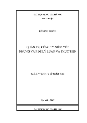 Quản trị công ty niêm yết những vấn đề lý luận và thực tiễn