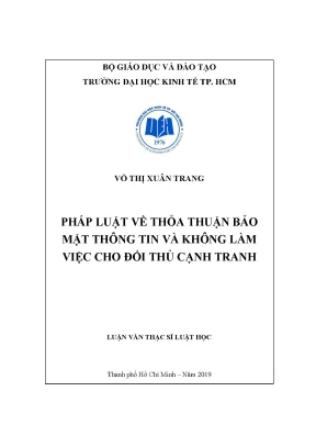 Luận văn pháp luật về thỏa thuận bảo mật thông tin và không làm việc cho đối thủ cạnh tranh